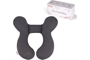 KAKIBLIN Cuscino da viaggio per neonati, supporto per testa e collo, per seggiolino auto, passeggino, per bambini da 0 a 1 anno, colore: grigio