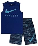 Importados Nike 2-PC. Atardecer impresión Pantalones Cortos & Swoosh Camiseta De Tirantes, Infantil y los niños pequeños, Azul Binario