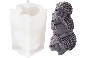 Xidmold 3D Stacking Hedgehog Candle Mould, Hedgehog Silicone Mould for Fondant, Chocolate, Cake Decor, Candle, Soap, Polymer Clay, Plaster Ornament, Resin Art (Hedgehog)