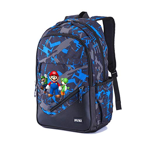 Preisvergleich Produktbild Super Mario Rucksäcke der großen Kapazität Gedruckte Schulrucksack Mode Laptoprucksäcke Sport Outdoor Daypack Schüler Rucksack für Frauen und Männer mit USB Ladeport Daypack