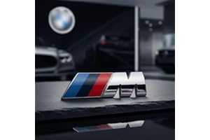 AutoFullCar – Insignia Metálica “M” - Logo de Aluminio 80x30 mm | Emblema Decorativo para Coche | Accesorio Deportivo Exterior e Interior Universal