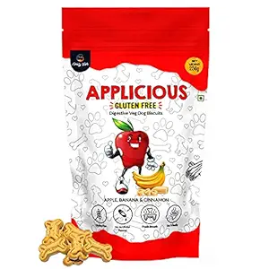 Goofy Tails Applicious Apple, Banana and Cinnamon Biscuits for Dogs & Puppies | Gluten Free Veg Dog Biscuits | Healthy Treats for Dogs with Real & Human Grade Ingredients 250g (Pack of 1)