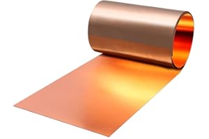 WINFOX 99.9% Pure Copper Sheet Metal Roll, Copper Foil Strip 1000mm x 150mm x 0.1mm, for Roofing Repairs, DIY Crafts, Jewellery Making, Welding