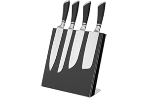 Navaris Bloc à Couteaux magnétique - Bloc aimanté 27,7 x 27,5 cm en Bois d'hévéa - Range Couteau de Cuisine Vide - Support Vertical avec Aimant