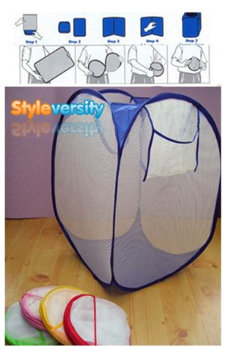 Foldable Pop Up Mesh Washing Laundry Basket Bag Bin Hamper Toy Tidy Storage - 2