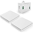 DieseRC Wireless Kinetic Light Switch Wall Panel RF Safety Control and 10A Relay Receiver Controller with Fuse, No Wiring No Battery Self-generating (1 Receiver with 2 Switches)