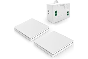 DieseRC Interruptor de Luz Cinético Inalámbrico Interruptor de RF de Panel de Pared y Controlador Receptor de Relé de 10 A con Fusible, Sin Cableado, Sin Autogenerador de Batería