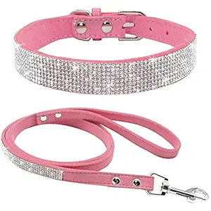 Etopar Rhinestone Dog Collar Leashes, Crystal Diamond Pet Dog Cat Collar, Cute Dazzling Dog Rhinestone Collar, Dog Collar Harness for Small & Medium Dogs