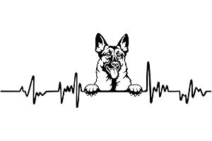 Finest Folia Adesivo decorativo per auto, frigorifero, computer portatile, motivo: animali di battito cardiaco, larghezza 27 cm, nero lucido, 04 pastore tedesco