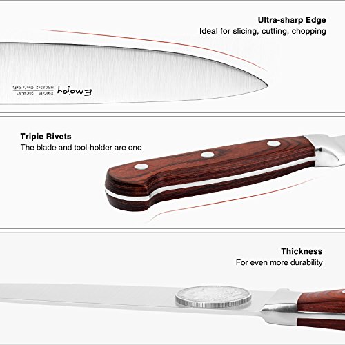 Emojoy Messerblock Profi Messerset Rostfreier Edelstahl Messerset Hochwertig Und Extra Scharf Kochmesser Set Mit Ergonomischem Holzgriff Feststehend Holzblock Inkl Wetzstahl 15 Teilig Braun Emojoy Messerblock Profi Messerset Rostfreier Edelstahl Messerset Hochwertig Und Extra Scharf Kochmesser Set Mit Ergonomischem Holzgriff Feststehend Holzblock Inkl Wetzstahl 15 Teilig Braun