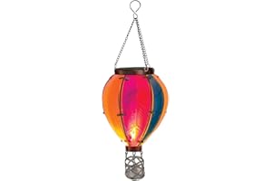 GALEYYU Hot Air Balloon Solar Garden Light Flame Effect Garden Ornaments Outdoor Realistic Flame Hanging LED Hot Air Balloon Lantern Metal Solar Flickering Light for Tree, Yard, Garden, Special Gifts