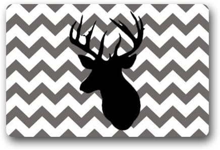 Fantastic Doormat Grey and Chevron Pattern with Deer Print Door Mat Rug Indoor/Outdoor/Front Door/Bathroom Mats£¬Bedroom Doormat 23.6"(L) x 15.7"(W)