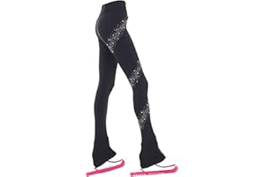 GENERIC Pantalon long d'entraînement pour patinage artistique pour femmes et filles - Collants chauds de qualité supérieure - Avec strass - Leggings de patinage pour enfants