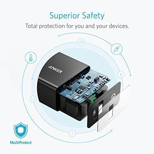 Anker PowerPort+1 18W USB Ladegerät mit Quick Charge 3.0 und Power IQ + 0.9m Micro USB Kabel für Galaxy S7 / S6 / Edge / Plus, Note 5 / 4, LG G4, HTC One A9 / M9, Nexus 6, iPhone, iPad und weitere (Schwarz) - 3