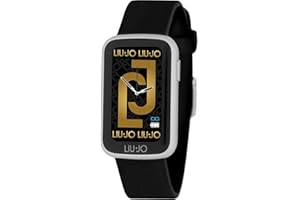 LIU JO LiuJo Fit SWLJ042 Reloj Inteligente para Mujer, Acero Inoxidable, Silicona, Negro-Plateado, IP68 Impermeable, tamaño de la Caja: 44 x 32,7 x 10,3 mm