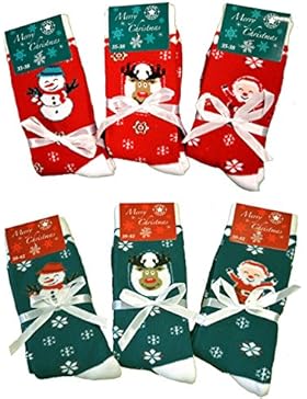3er oder 6er Pack Damen Thermo-Socken Frottee Schneekristall Motiv Norweger-Muster Schneeflocke warme Thermo-Socke...