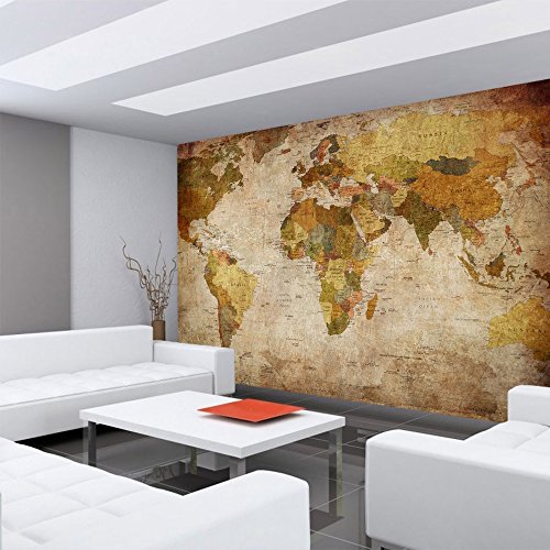 Vlies Fototapete PREMIUM PLUS Wand Foto Tapete Wand Bild Vliestapete – VINTAGE ATLAS – Weltkarte Antik Atlaskarte Atlanten Karte alte Karte alter Atlas – no. 029, Größe:400x280cm Vlies - 6