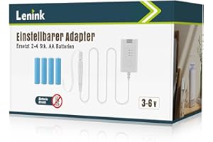 Lenink 3-6V Einstellbarer Batterieadapter Batterieersatz für 2-4 STK. AA Batterien für Thermometer, Wetterstation, Funkklingel, Wecker, LED Licht, Dekoration usw. (1.8m, Weiß)