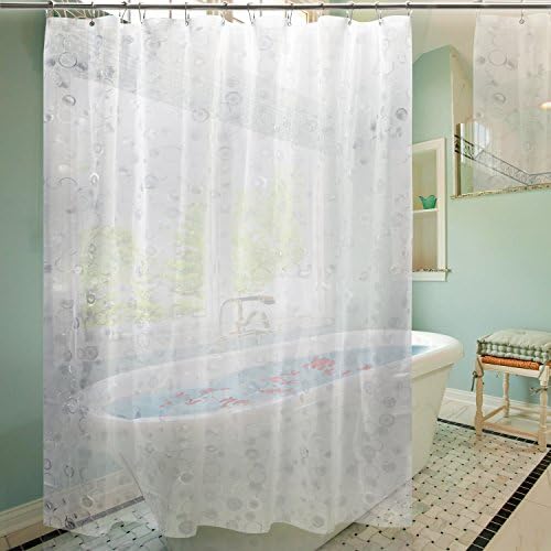 EVA Shower Curtain Liner, Carttiya 3D EVA Bath Curtain Liner with Rust Proof Grommets, Mildew ResistantAnti-Bacterial - Non Toxic, Eco-Friendly, No Chemical Odor Shower Curtain, 180 * 180 cm (3D Circle)