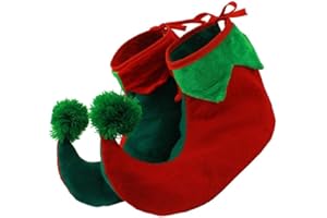 I LOVE FANCY DRESS Zapatos de elfo para adultos - Botas de elfo rojas y verdes con dedos rizados rellenos - Accesorio de zapato de elfo para vestido de Navidad Fundas de elfos de Santa Little Helper