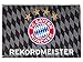 Produktbild FC Bayern Fahne REKORDMEISTER 2018 Hiss Flagge Black Grau Raute 100 x 150 cm Original Ware + Ösen Service