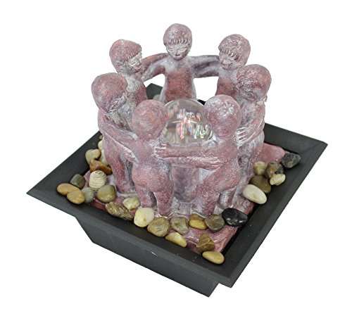 Zimmerbrunnen mit LED’s 18cm 7 Kinder rötlich grau - 3
