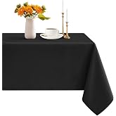Romanstile Rectangular Tablecloth 100 x 140 cm Black Polyester Elegant Rectangular Table Cloth, with Stain Resistant Coating