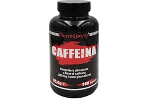 Caffeina Anidra Pura 180 Capsule da 200 mg FlorioSport Integratore Alimentare di Caffeine ad alto dosaggio