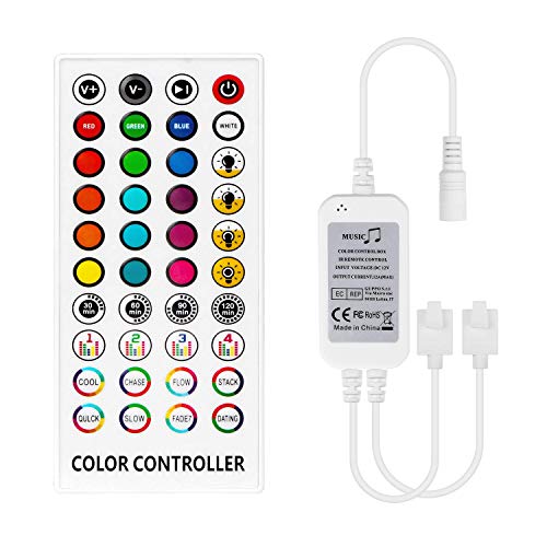 Jayol 40-Tasten-Infrarot-Fernbedienung, IR Remote Kontroller Steuerung für RGB Strip SMD 3528 5050 Streifen Lichtband Farbwechsel Led Lichtleiste DC 12V