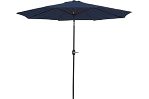 SUNNYDAZE DECOR Sunnydaze 9 ft Outdoor Patio Umbrella - Polyester Table Market Umbrella with Push-Button Tilt and Crank - 8 Sturdy Ribs