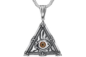BOBIJOO JEWELRY - Pendentif Bijou Triangle Illuminati Oeil de la Providence Franc Maçon Acier 316L Argenté Chaîne