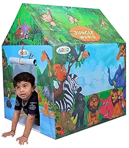 OPINA Jumbo Size Hut Type Baby Play Tent House for Kids 10 Years Old Girls & Boys (Jungle World Tent for Kids, Jumbo Size Tent)