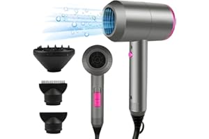 CASAMAA Professional Ionic Hair Dryer Powerful AC Motor Quick Drying with 2 Speed 3 Heat Setting, Cool Shot Button with 1 Diffuser & 2 Concentrator, Hairdryers for Women Man
