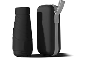 Hoquare Mini Umbrella, UPF50+ Folding Travel Umbrella, Small Compact UV Umbrella Sun Rain Umbrella with Storage Box, Windproof 6 Ribs Pocket Umbrella for Women Men