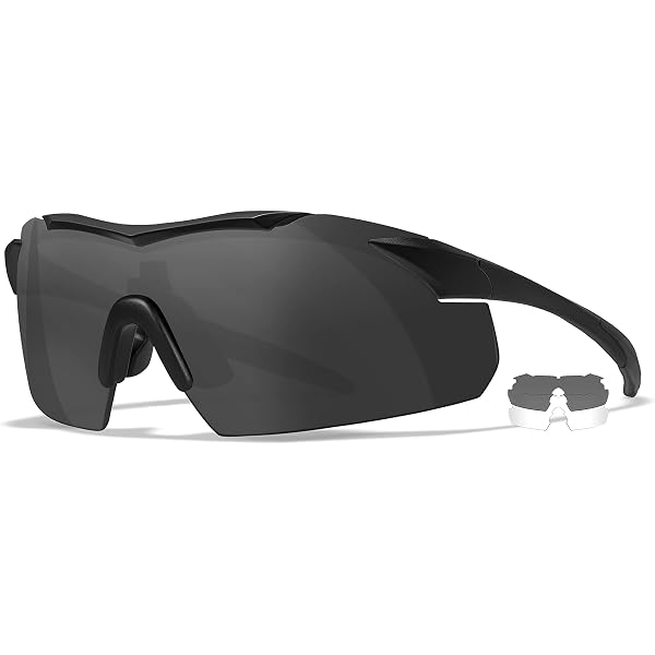 Wiley X WX Saint Glasses – Smoke, Clear, Light Rust Lenses, Matte Black Frame, Military Spec