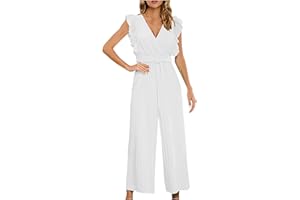 HAOLEI Combinaison Sans Manches Pour Femmes Couleur Unie PlisséE Salopette Longue éTé Grande Taille Pantalon DéContracté Loose Overalls Rompers