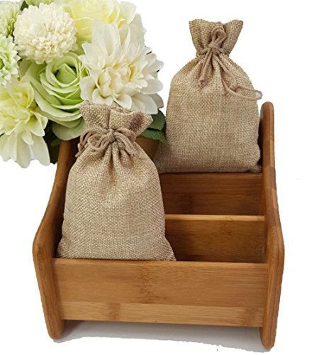 Jute Sack Beutel Leinen Jute Beutel Schmuck Säckchen mit Zugband Sackleinen Tasche Geschenksäckchen, DIKETE® 20 stück für Hochzeitsfeier und DIY Handwerk,9.5×12.5cm Natural - 3