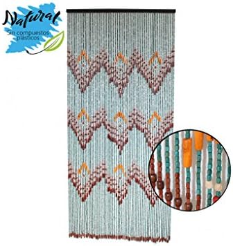 Curtain for door, multicolor, wood Design zig zag. Original Design. 90 x 200 cm - Home and more.