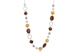 BULINLIN Beaded Long Silver Necklaces for Women, Handmade Statement Sweater Chain Necklace with Crystal Beads for Fashion Jewelry gifts