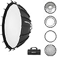 Ambitful 80cm Foldable Beauty Dish Softbox for Bowens Mount Studio Photography Strobe, Flash, LED Light | Quick Fold Softbox w/Silver Wide Angle & Honeycomb Grid | Compatible with Godox Lights