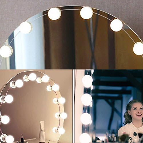 Camphelper Vanity LED Mirror Light Kit Makeup Hollywood Mirror with Light Stage 10 Dimmable Light Bulbs for Table Set in Dressing Room