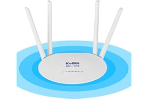 KuWFi WiFi 4G LTE Modem Router with SIM Card, 300Mbps WiFi Cat 4, 4 High Gain Antennas, 4G Router Support 32 Users, VPN, 3/EE/O2/Vodafone, DDNS, FDD, Cloud Service, SIM Plug and Play