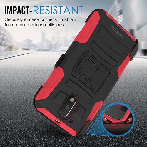 MoKo Moto G4   G4 Plus Funda - Cubierta Superior Resistente con Pata de cabra    ltimo Protecci  n de Caiga y Absorbente de impactos para Motorola Moto G 4th Generaci  n   G4 Plus 5 5 Pulgadas 2016  Rojo