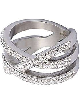 Ring Rush Edelstahl Ringe Damen strass frauen Schmuck silber ring Stein breite Massive Chrystal Rose NEU