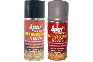APAR Spray Paint Heat Resistance 600°C (MATT BLACK-225 ml, and SILVER -225 ml),Pack of 2-Pcs, For High Heat Surface Like silencer, boiler,chimneys etc.