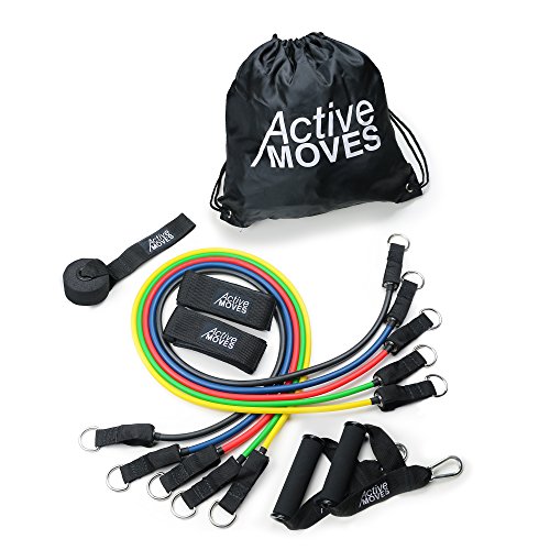 ActiveMoves Resistance Bands Set mit Trainingsbänder bis zu 47,5 kg Widerstand