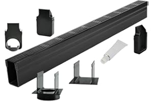 S-LON Design Entwässerungsrinne Set 5.00 m | Aluminium Schwarz | Typ 65x100 (Slimline Entwässerungsrinnen)