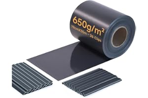 iFence PVC Sichtschutzstreifen für Doppelstabmattenzaun, 650g/m² 35 m x 19 cm inkl. 24 Clips/Klemmstreifen, Sichtschutz Zaun, Sichtschutz Garten Zaunfolie (Anthrazit)