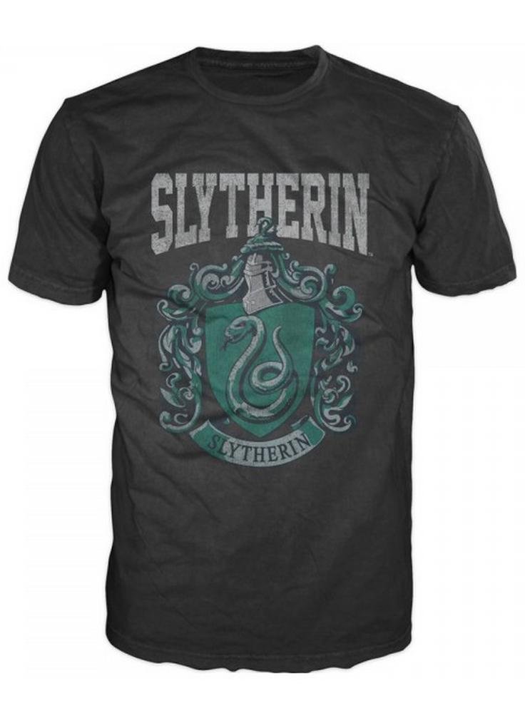 Harry-Potter-Slytherin-Crest-Herren-Schwarz-T-Shirt