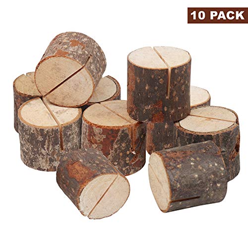 Troncos Madera Decoracion (10 Piezas) - Soporte Tocon Madera Real Rustico - Decoracion Boda para Fotos, Restaurante (3 x 3,5cm) - Perfecto para Tarjetas Mesa, Nombre, Portafotos